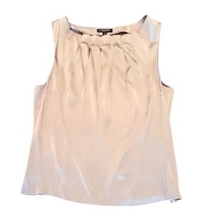 Classiques Entier Atelier Cream Pleat Neck Sleeveless Silk Blouse Size XL